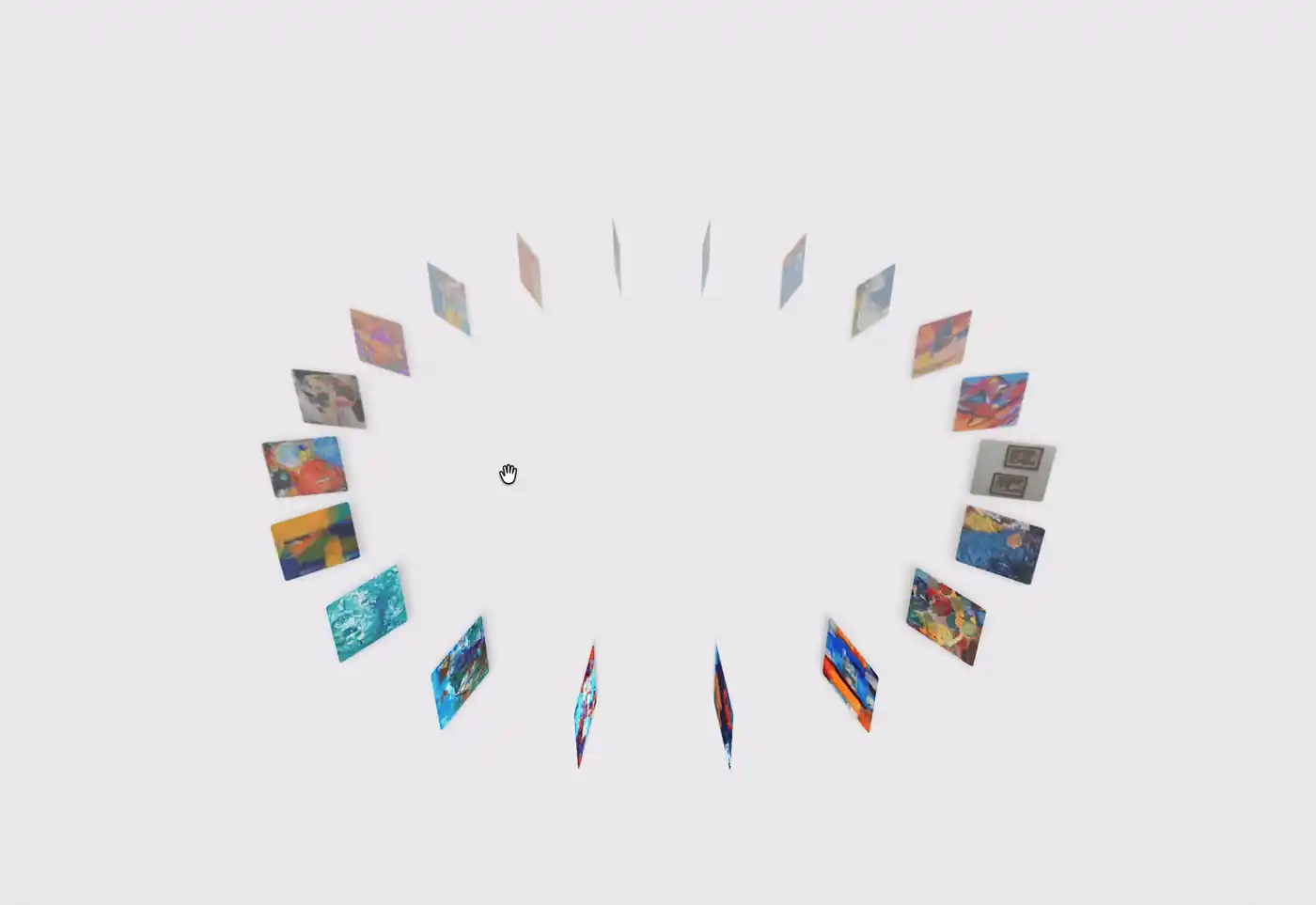 A 3D circular gallery on a white background.