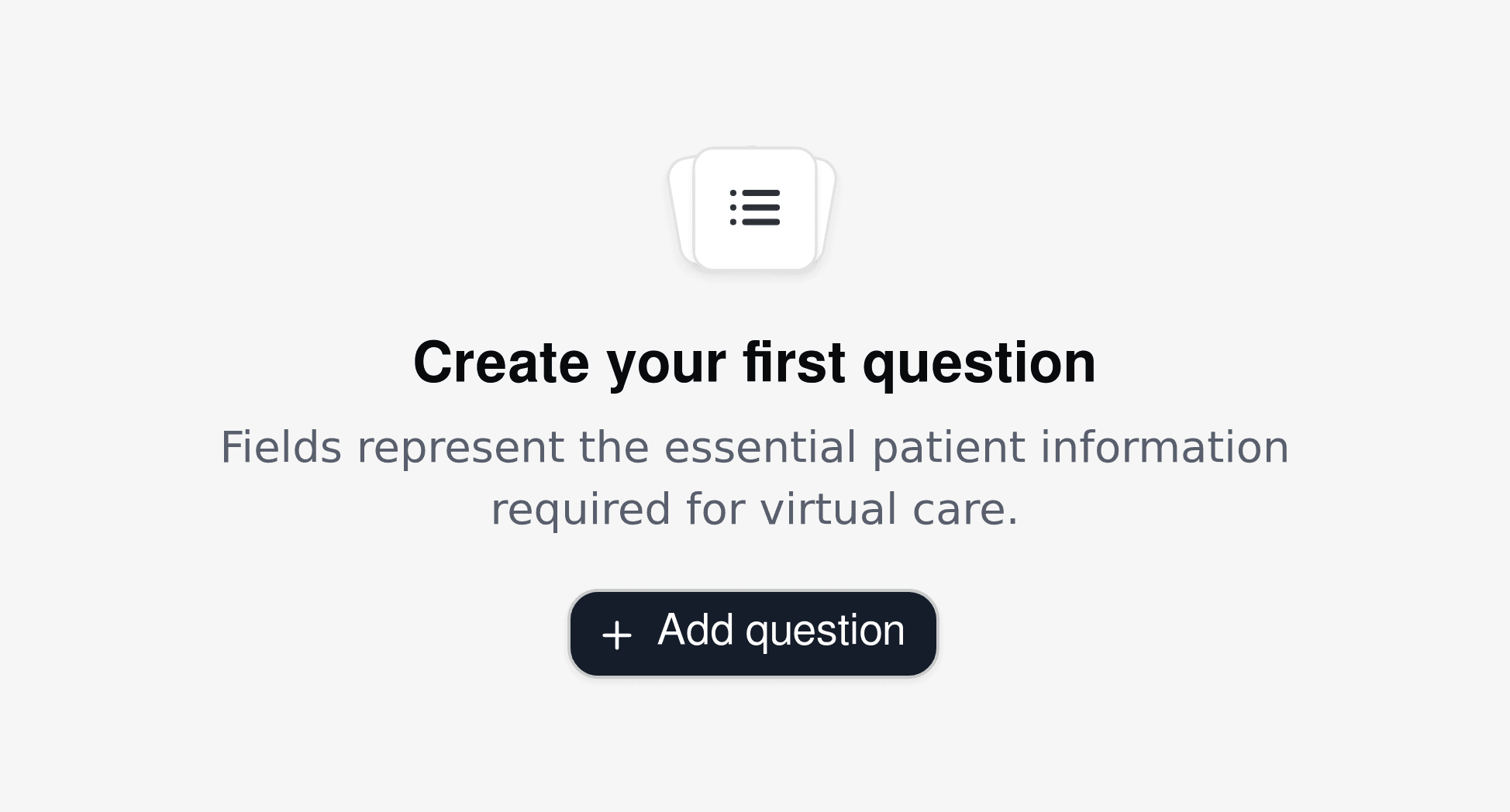 Cal.com create question interface allowing healthcare teams to add patient intake questions for virtual doctor visits.