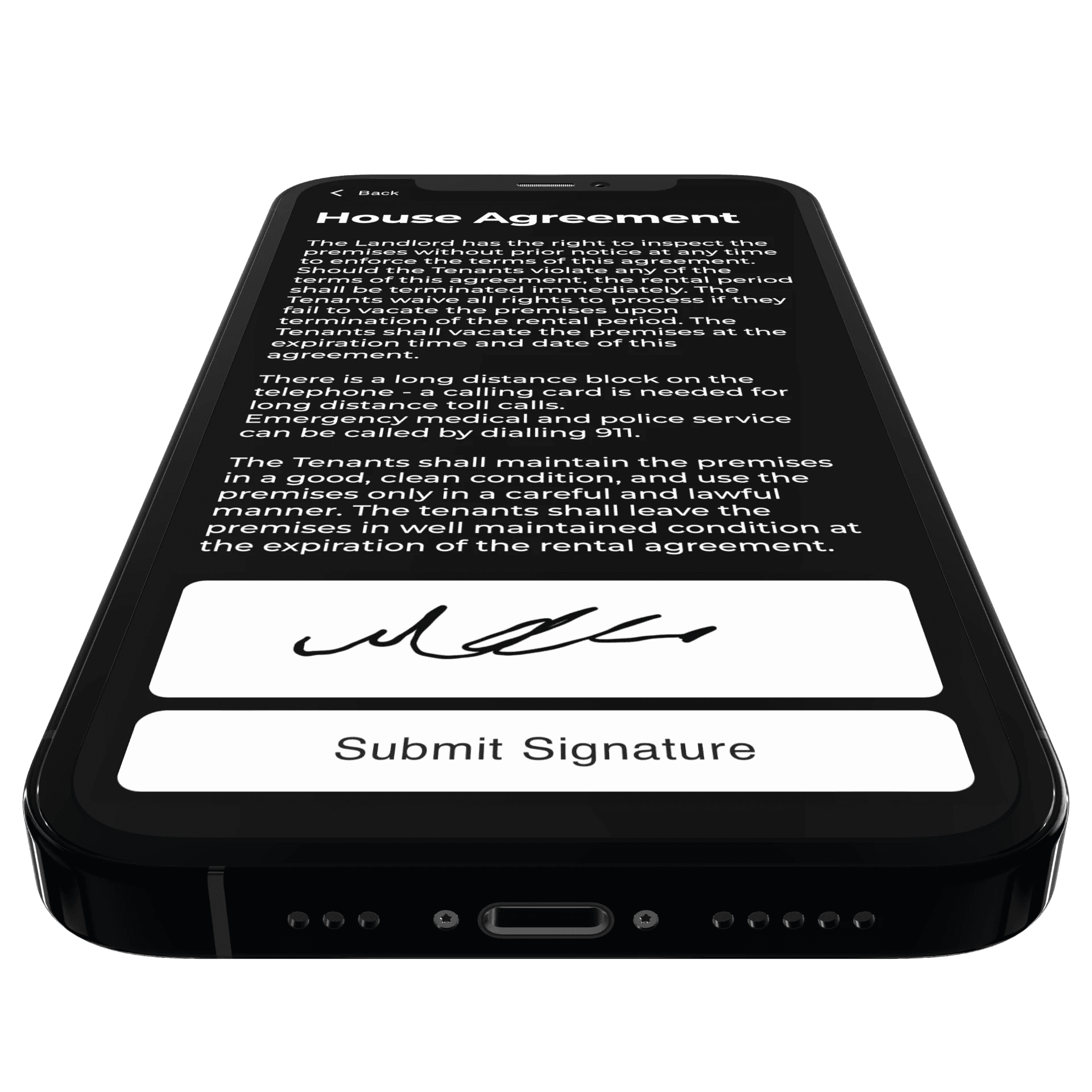 Guest Signature on a Digital Contract