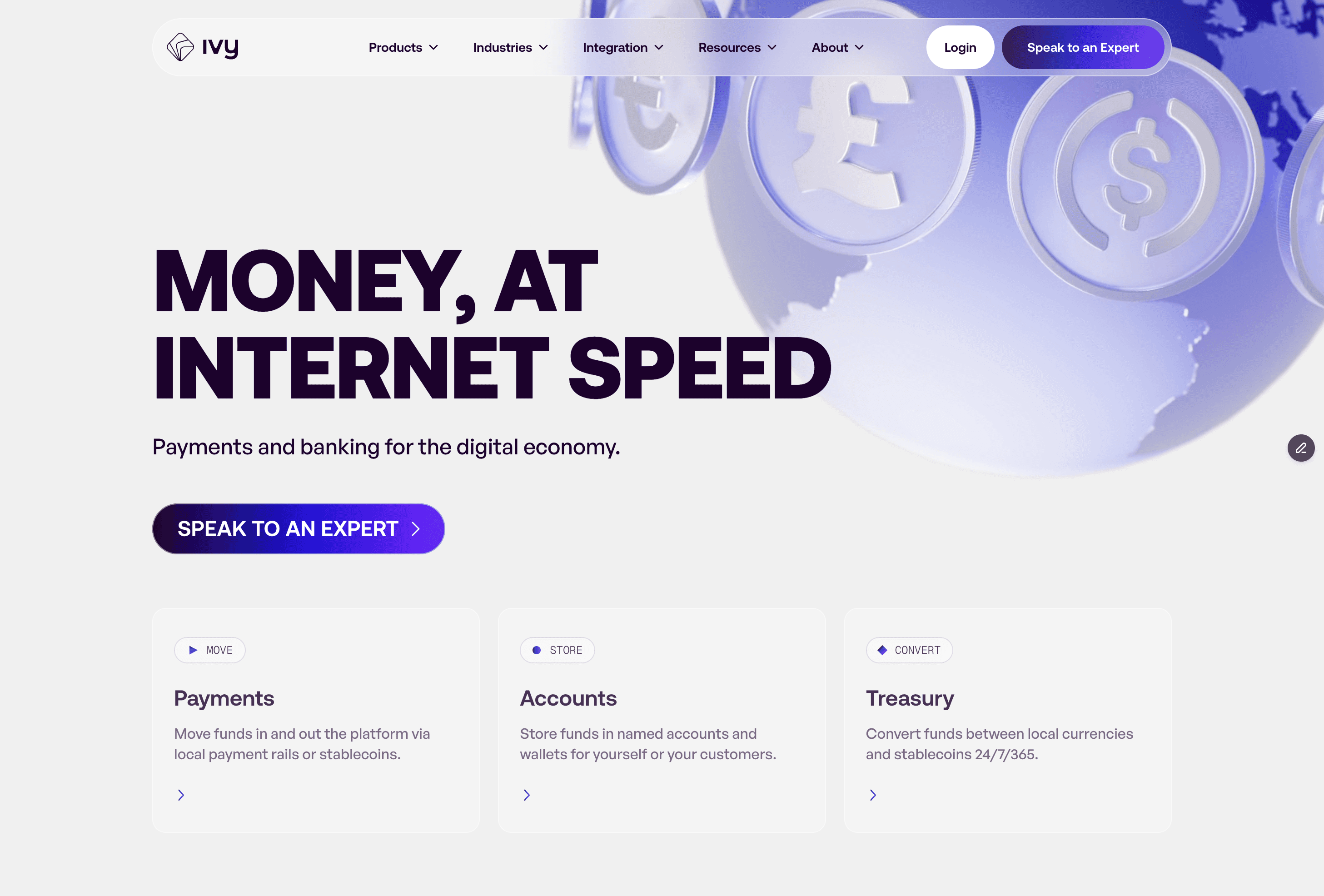 Ivy home page hero section