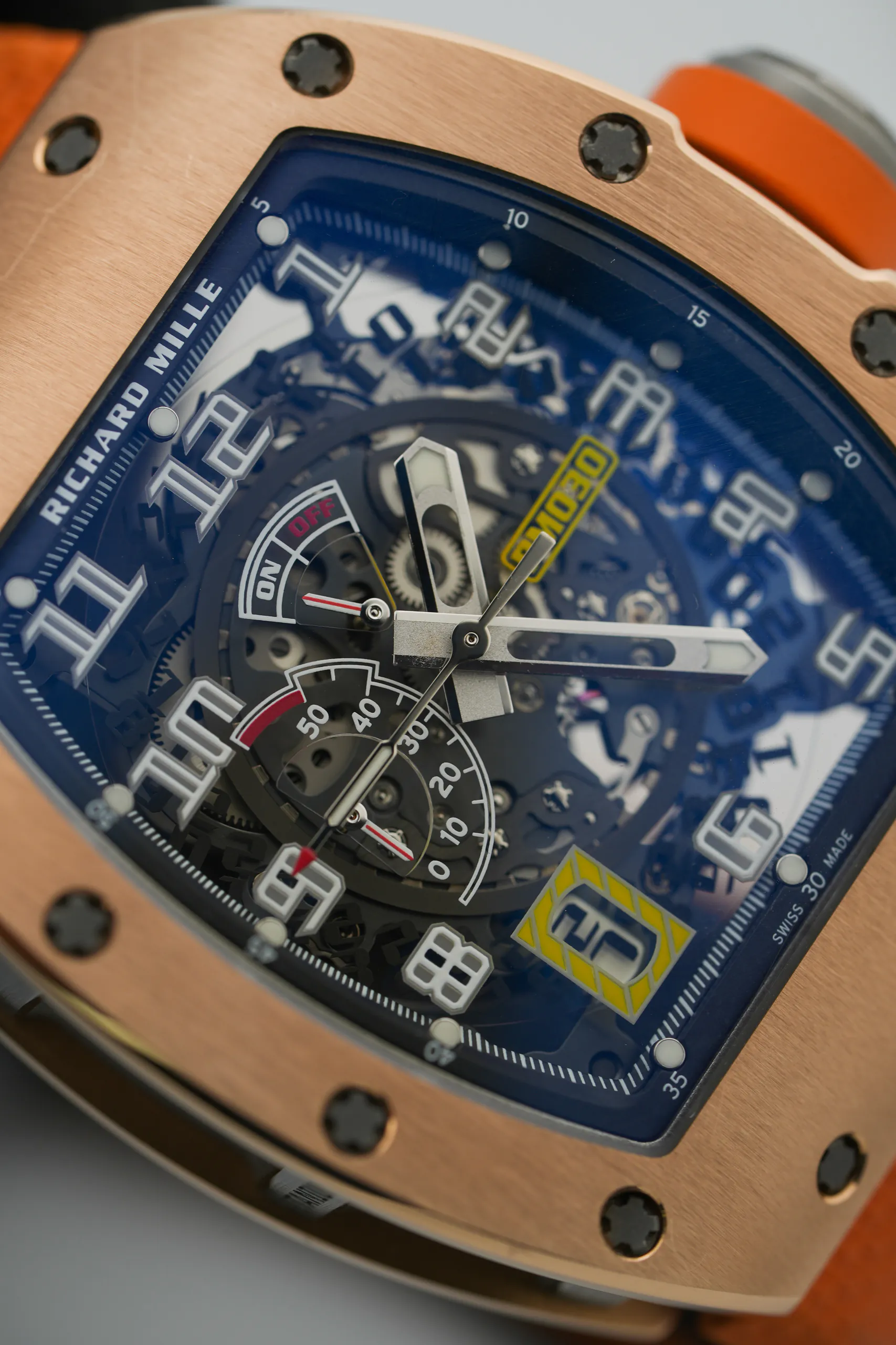 Richard Mille RM 030 RG/TI Rose Gold & Titanium dial detail