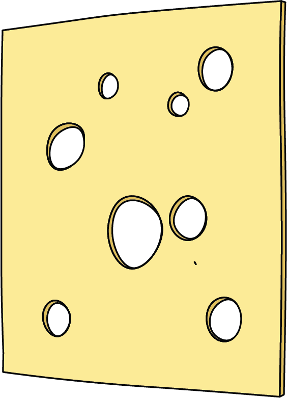 Swiss cheese with holes