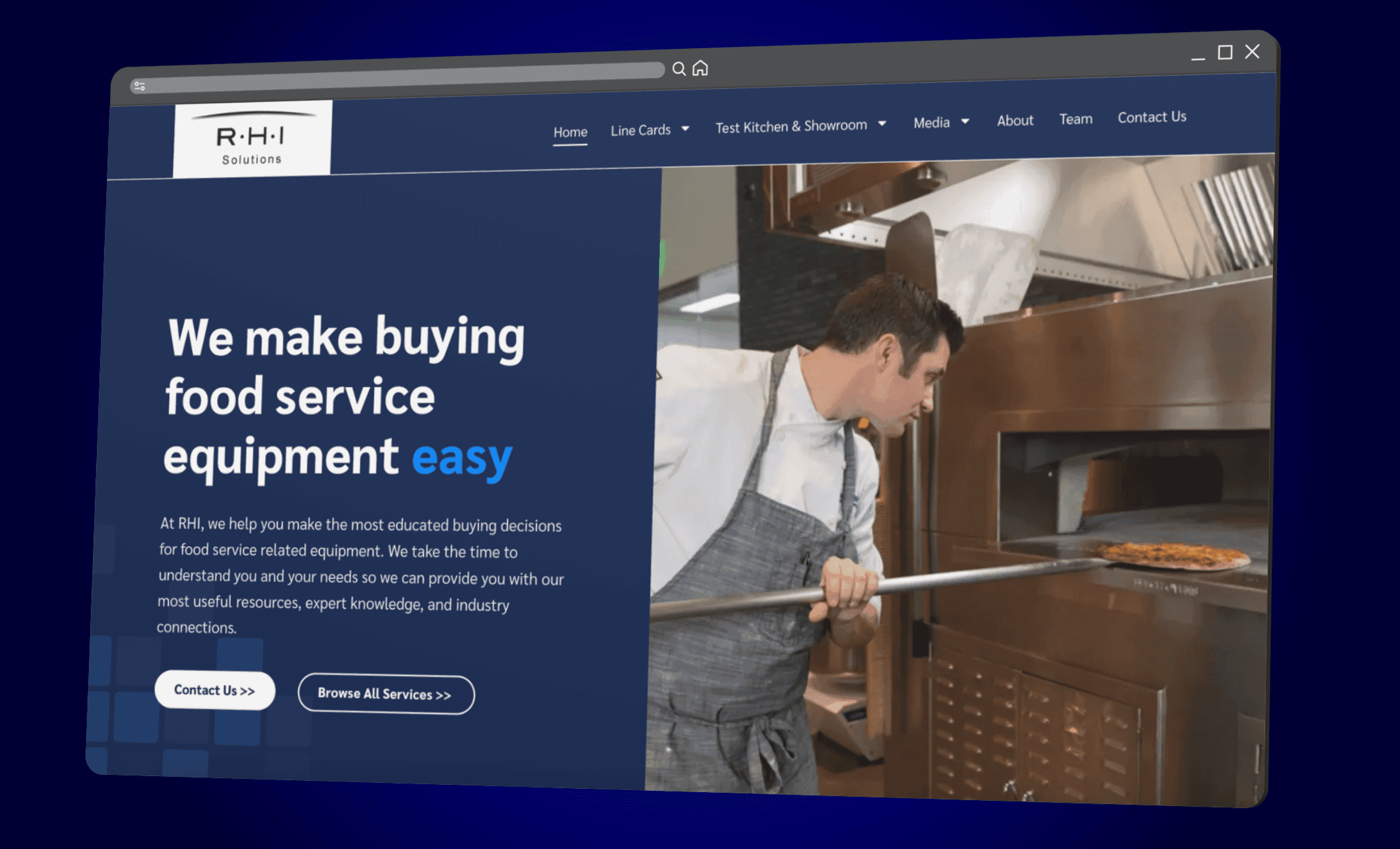 Food service equipment website design for RHI Solutions by RJP.design — professional NYC web design agency specializing in website design and digital marketing for commercial and industrial brands.