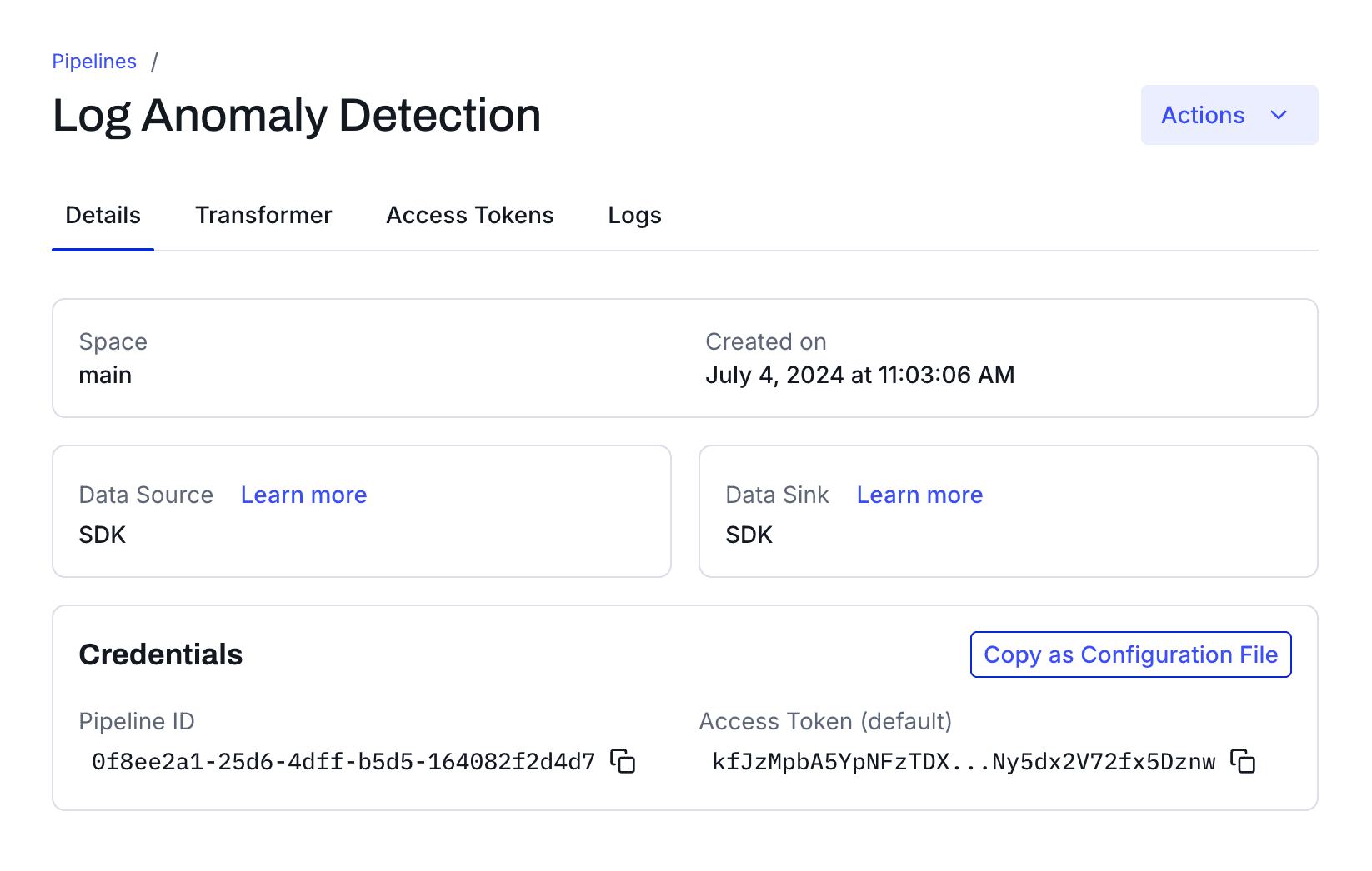 Data anomaly detection blog - Copy the pipeline credentials.png