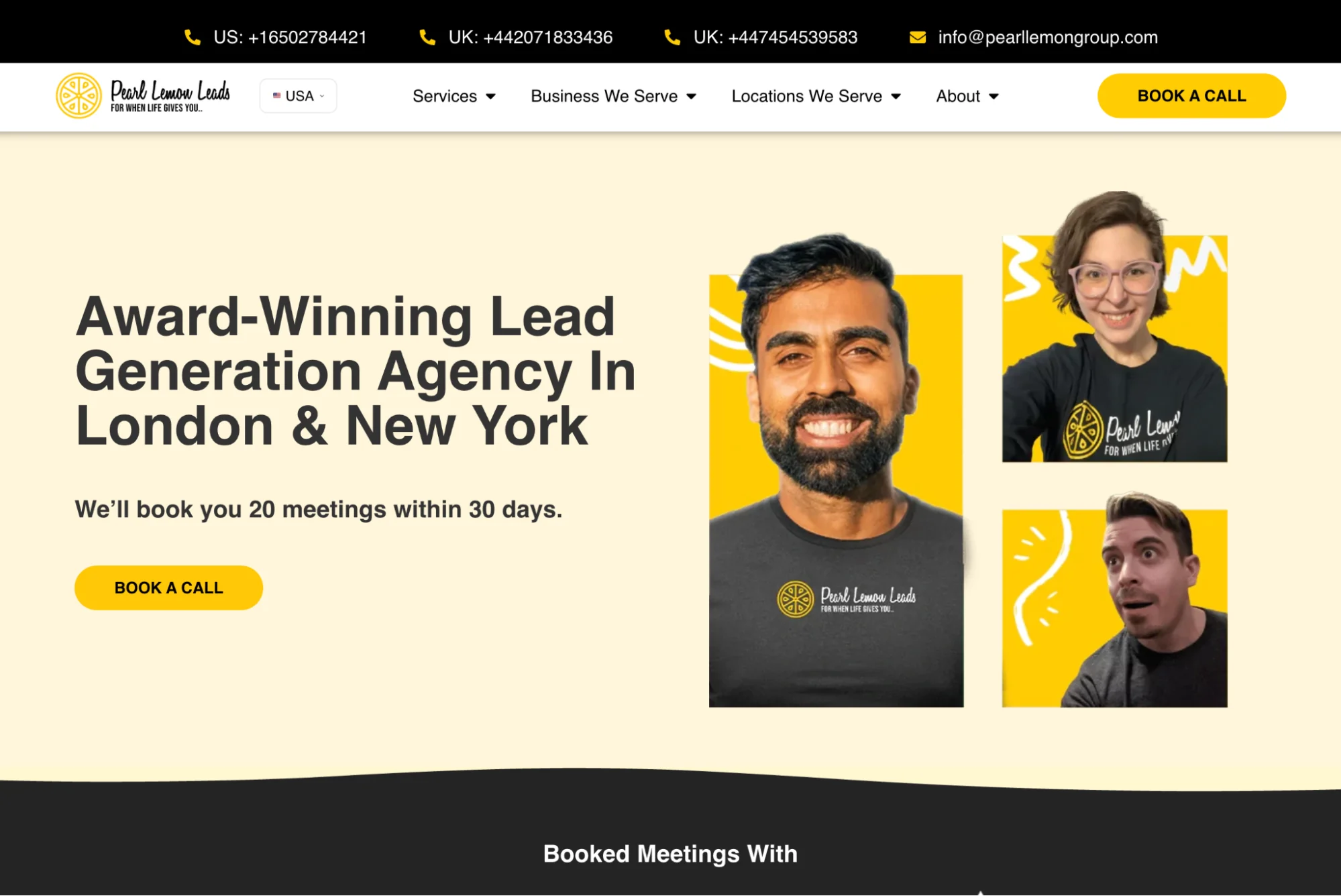 Pearl Lemon Leads homepage: B2B lead generation agency