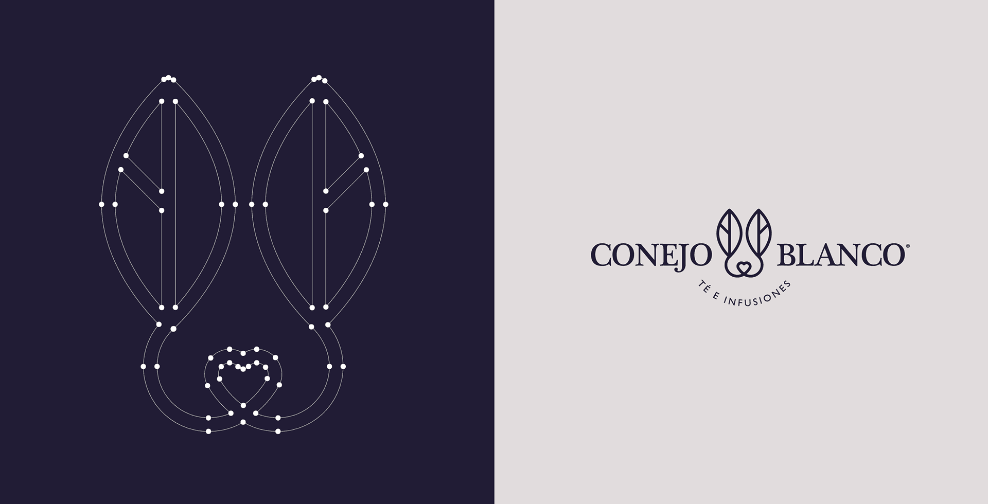 Branding para marca de té e infusiones diseño de logo Conejo Blanco