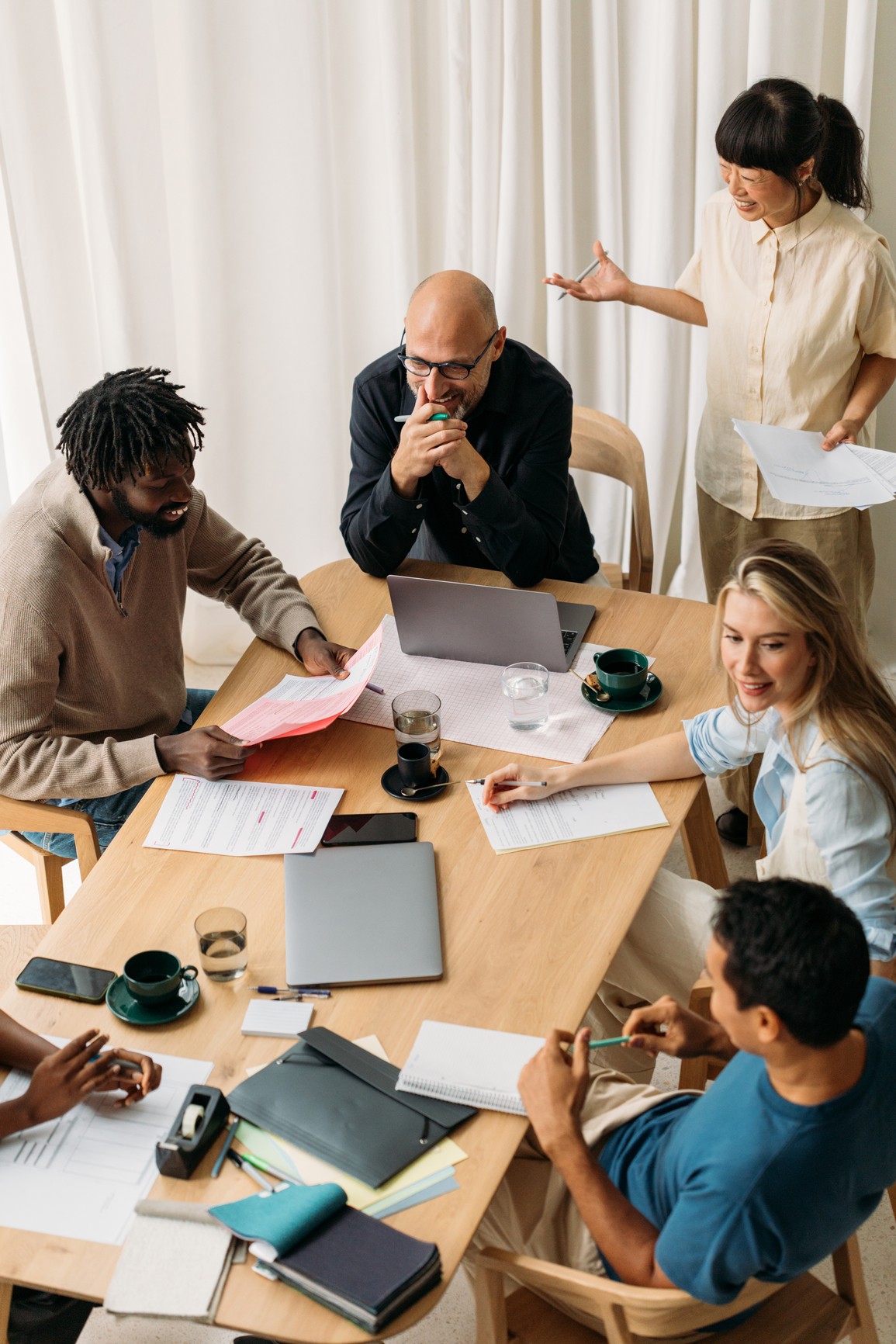 People talking around a table