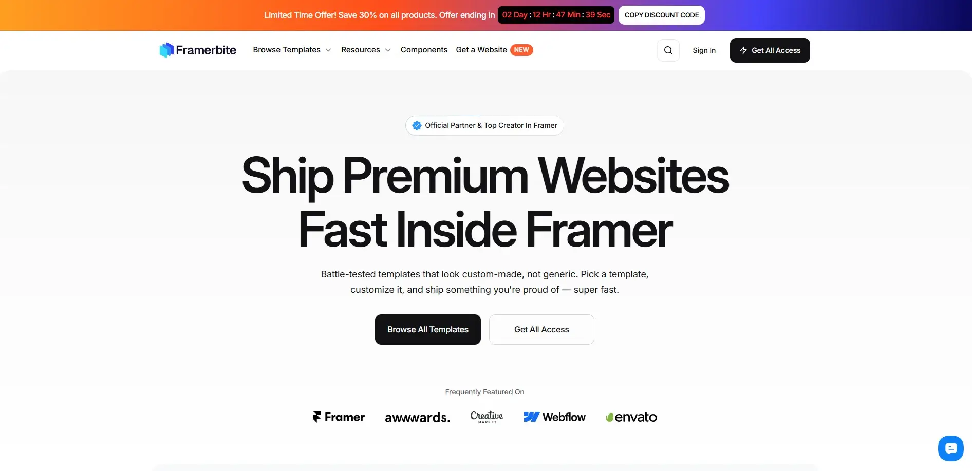 FramerBite top framer premium template provider