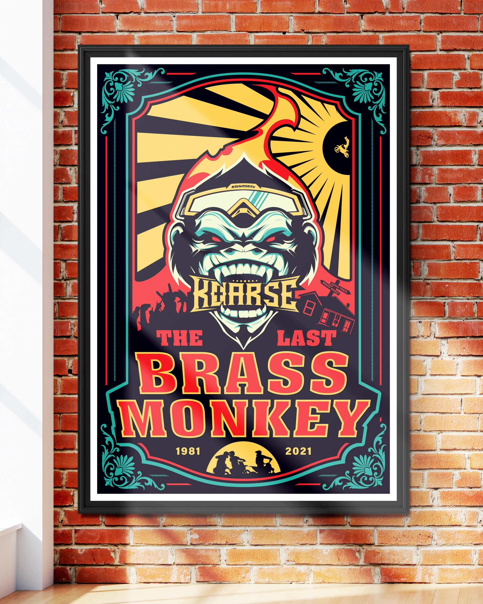 The last brass monkey poster full mockup on a wall