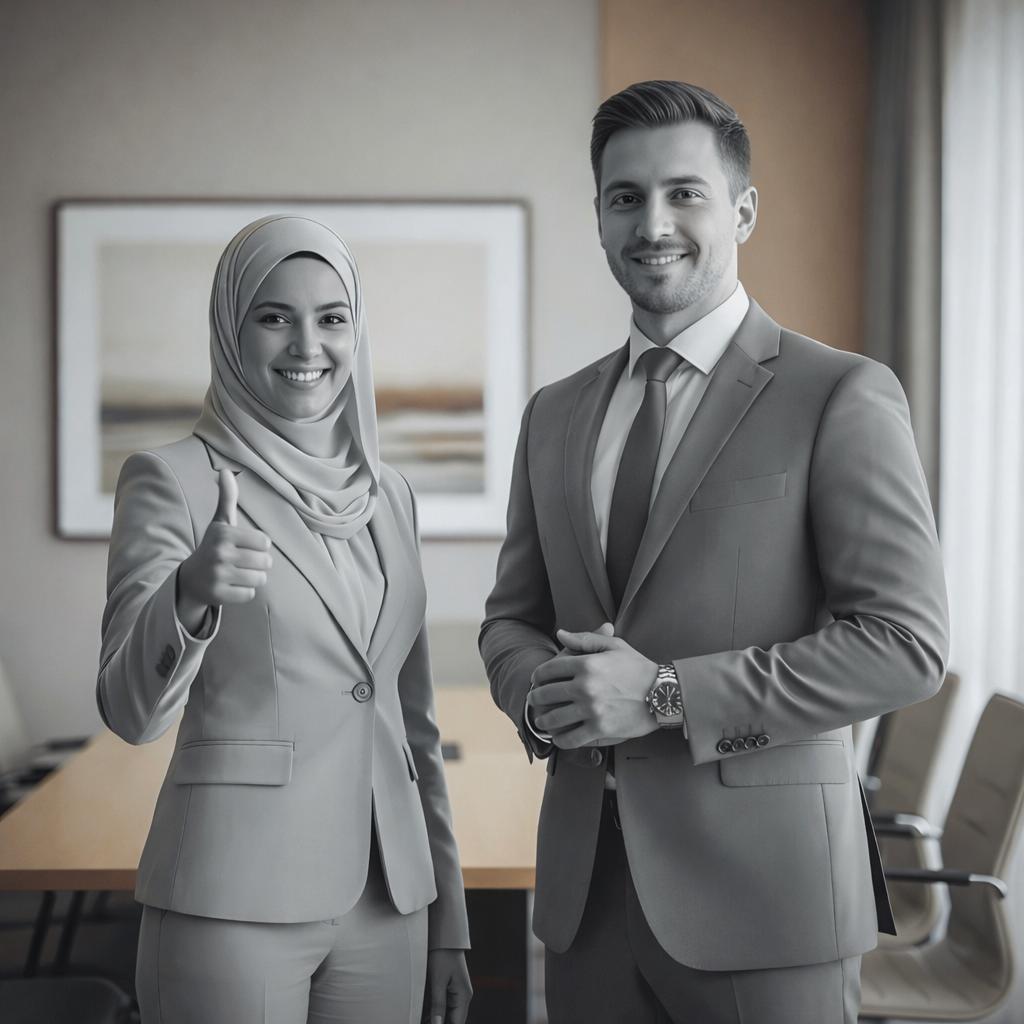 Staff image in happy mood