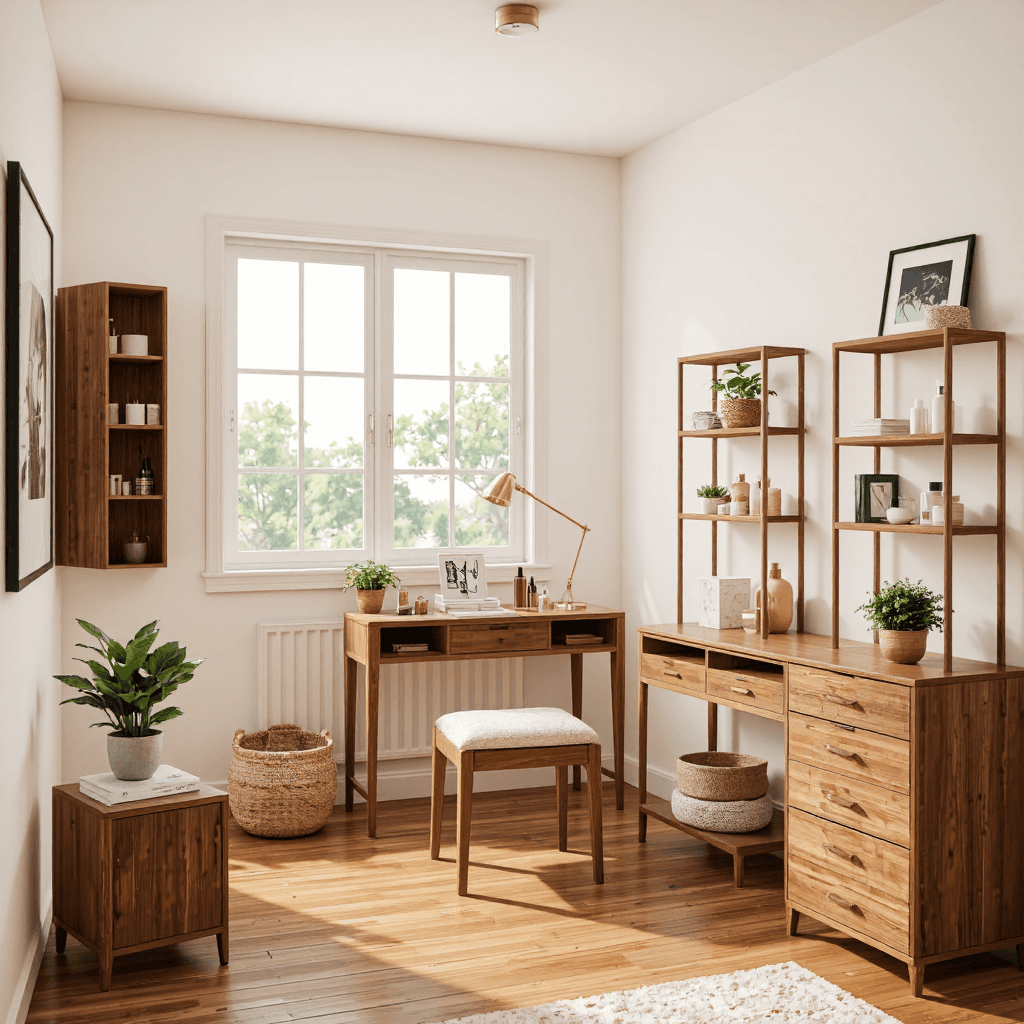 product photography of wooden dressing table