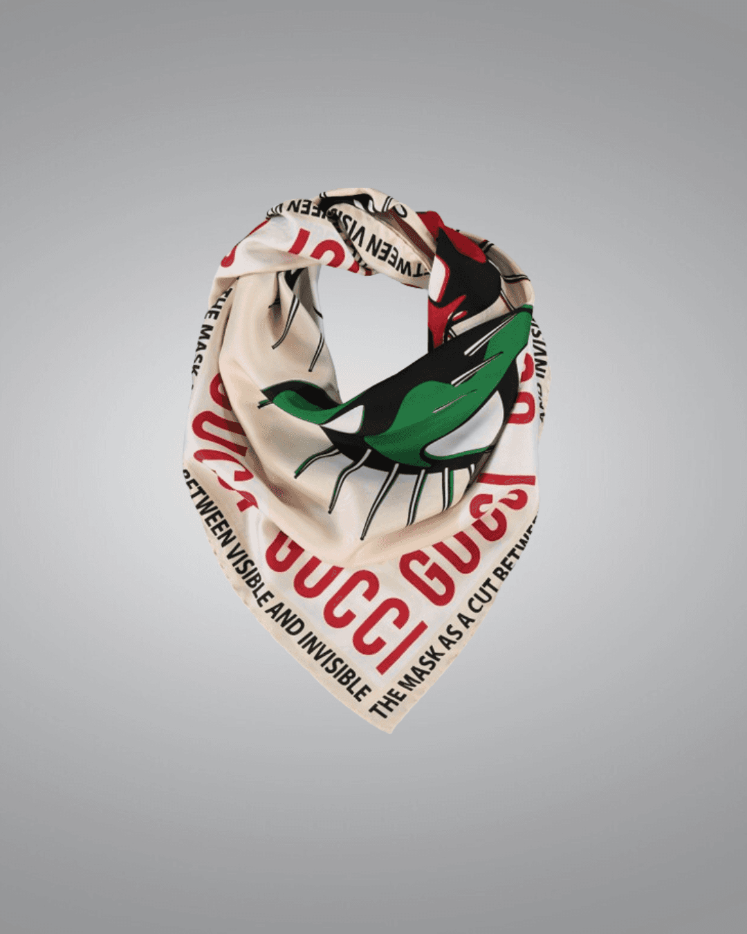 Gucci Cream Graphic Silk Scarf 