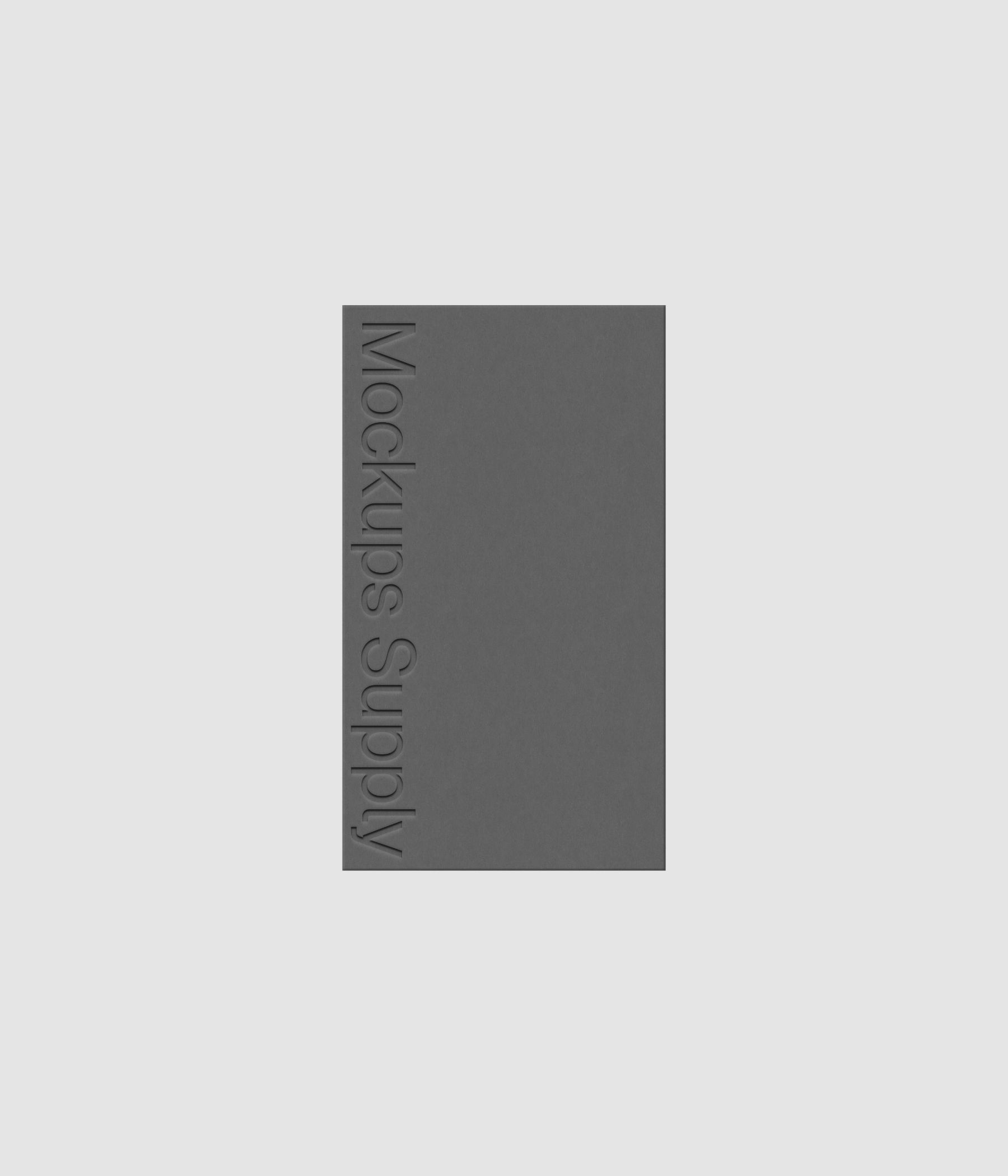 Business card mockup PSD US Canada with debossed logo effect, gray card on white background, clean modern stationery mockup for brand identity