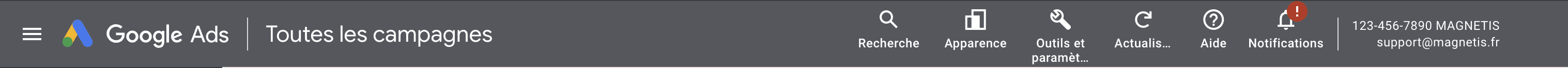 Saisie ID Google Ads