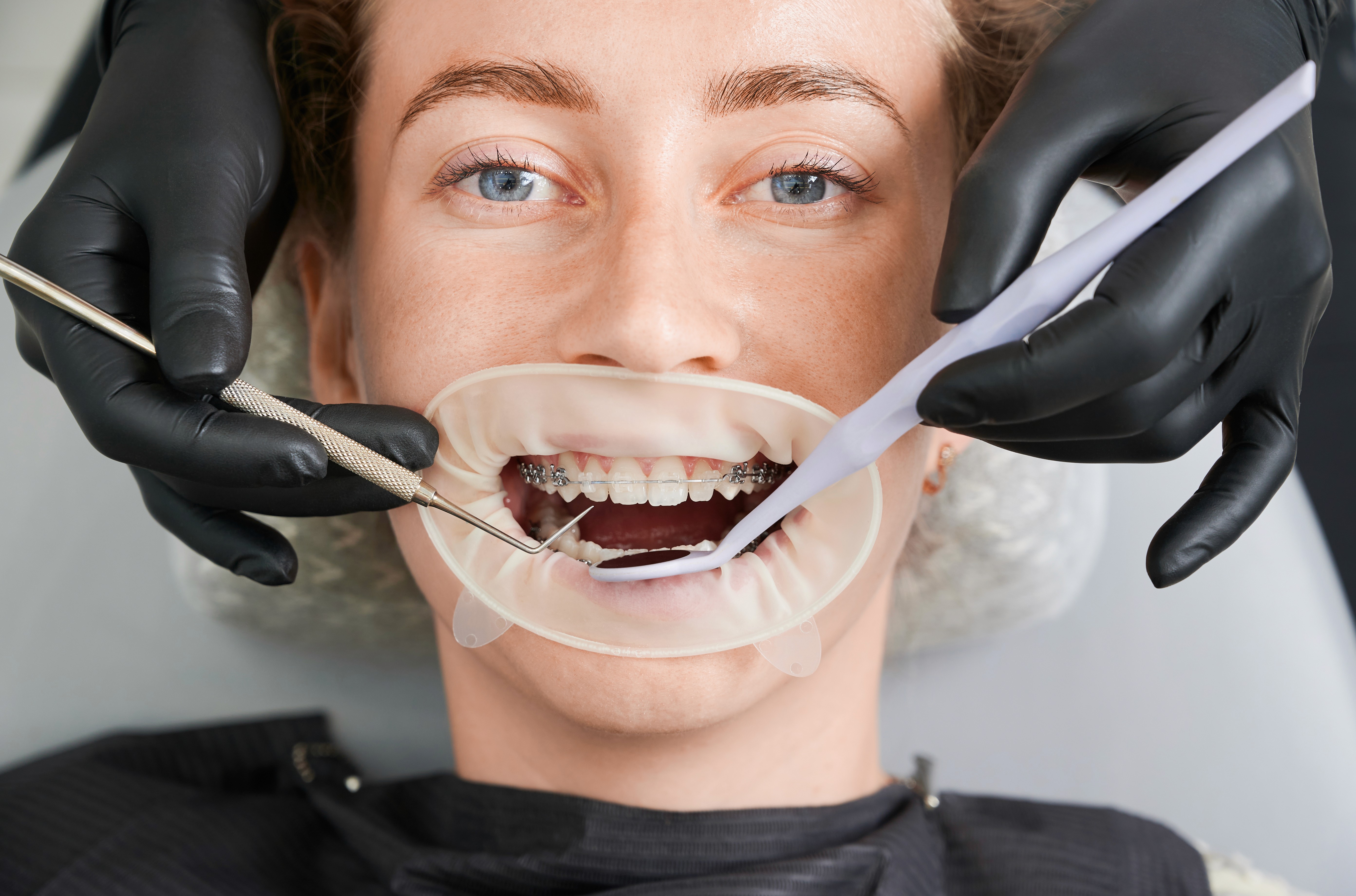 Female child sitting in a dentistry chair
