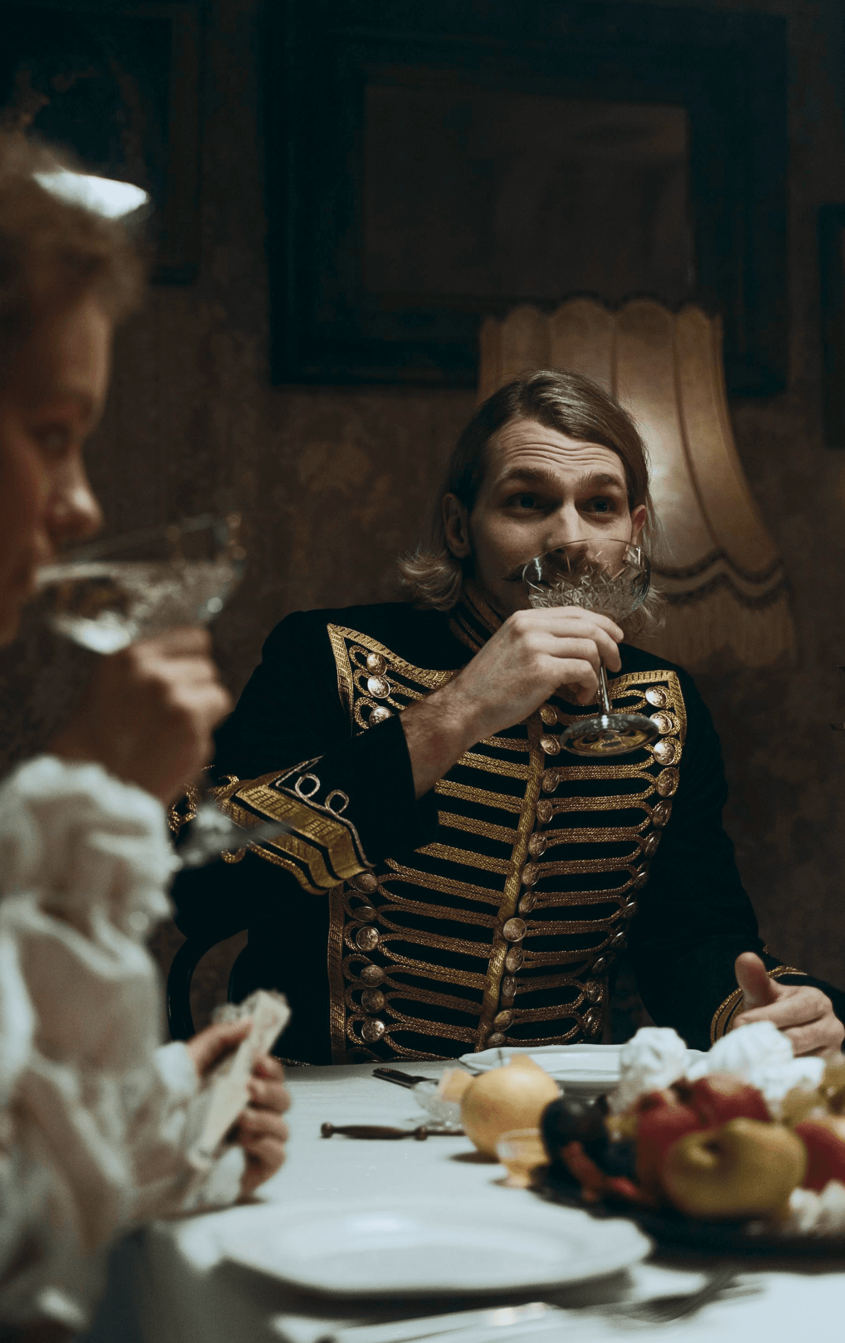 a man drinking water