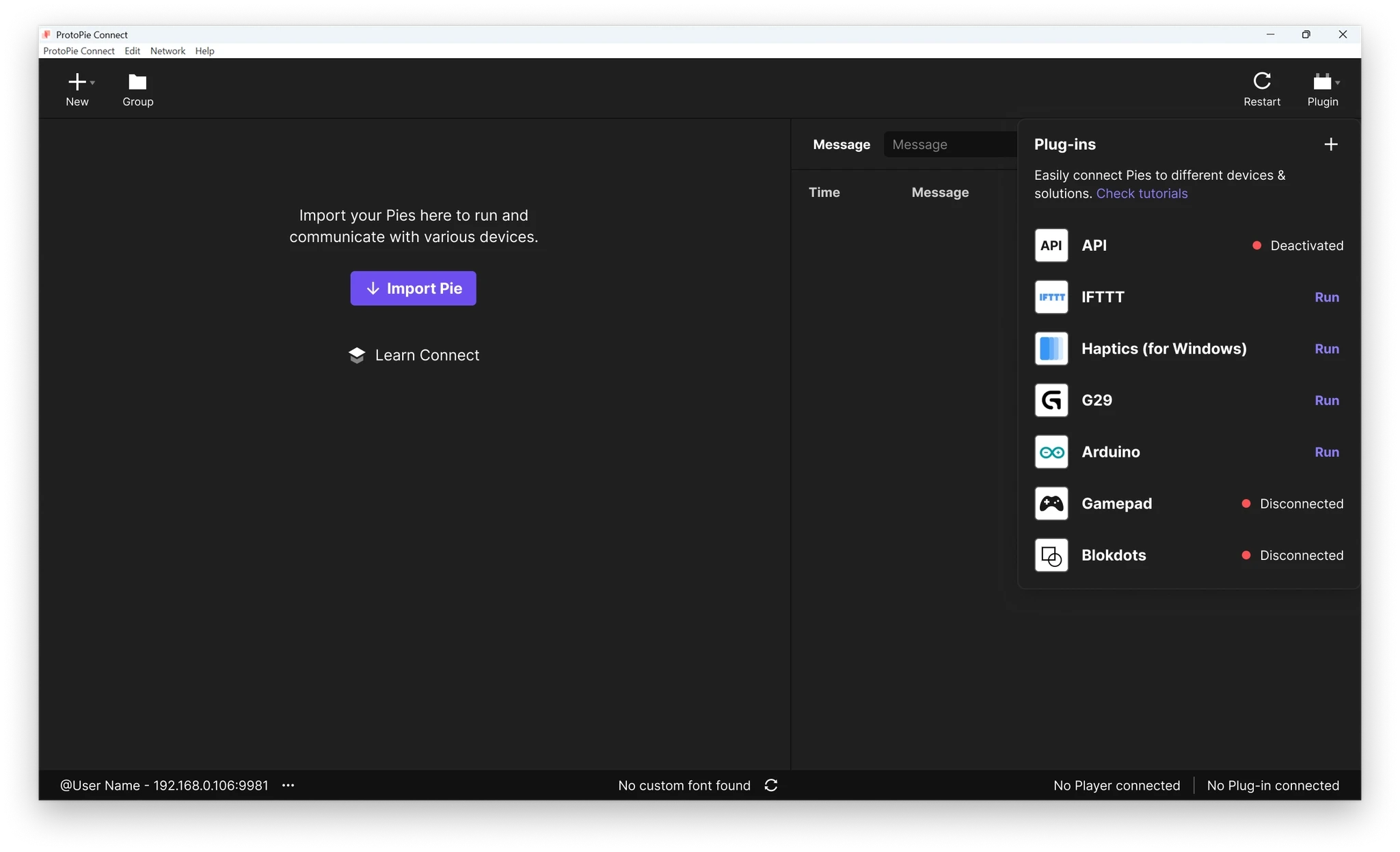 Haptics (for Windows) in the Plug-ins panel