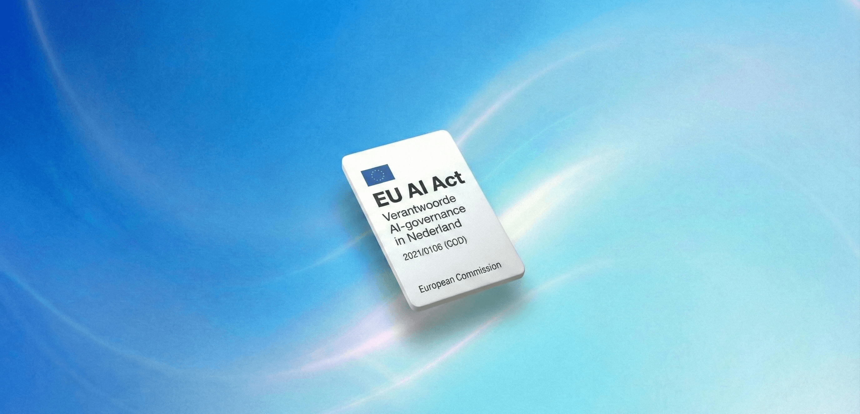 Visualisatie van een AI-governance raamwerk voor Nederlandse organisaties dat voldoet aan de EU AI Act en AVG, gericht op ethische AI, risicobeheersing en databescherming.