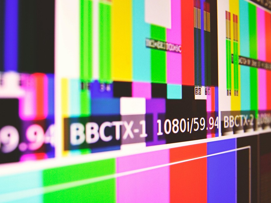 Colorful image of video test pattern to symbolize attention getting without meaning