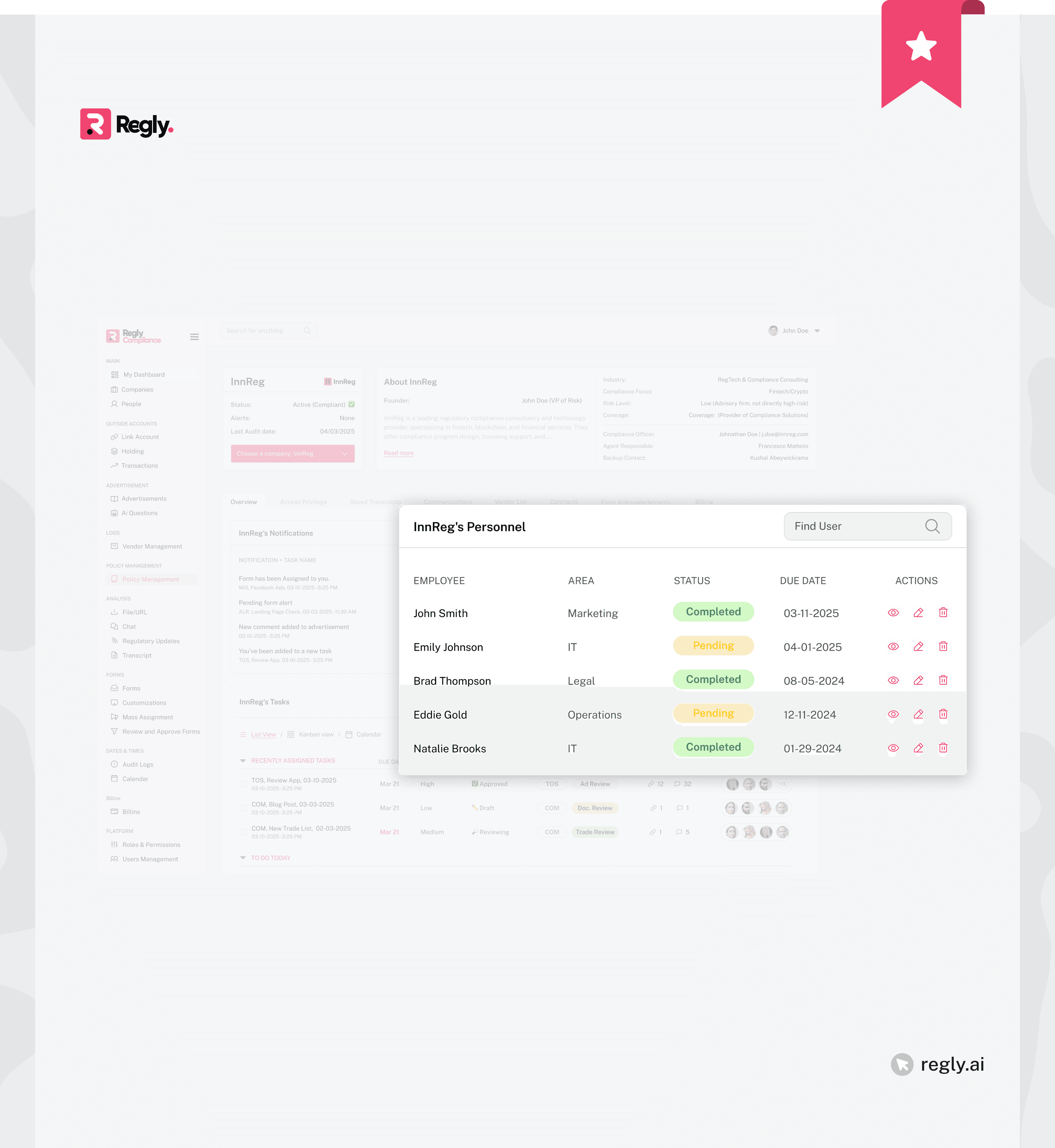 Regly Compliance Tracking