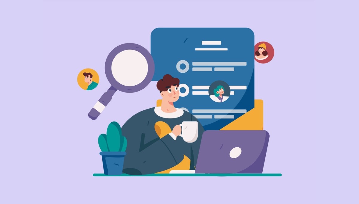 Illustration of a person surrounded by symbols like a question mark, light bulb, gears, and puzzle pieces.