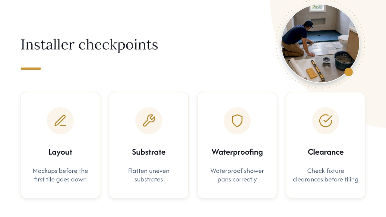 Four checkpoints for accurate tile installation