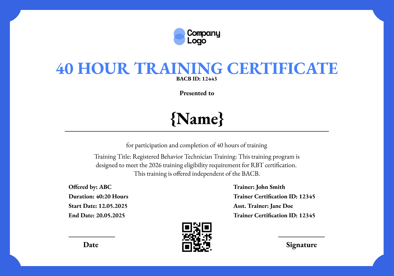 RBT Training Certificate
