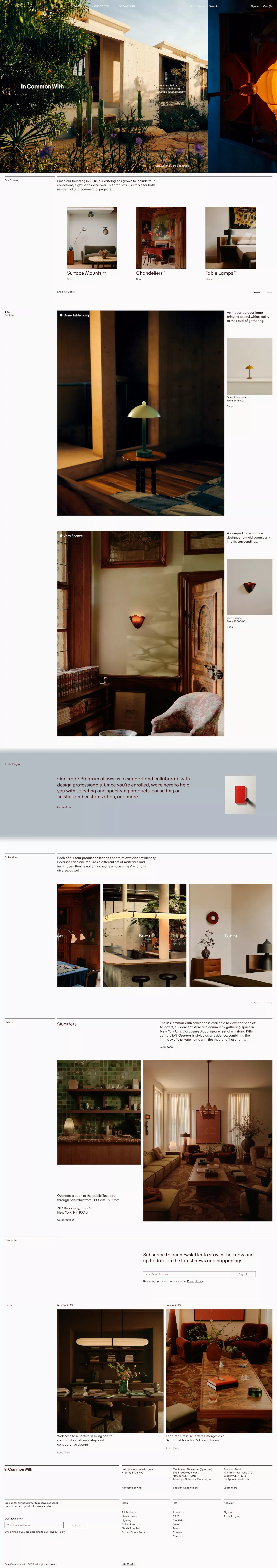 In Common With portfolio page screenshot showcasing Design and Ecommerce design