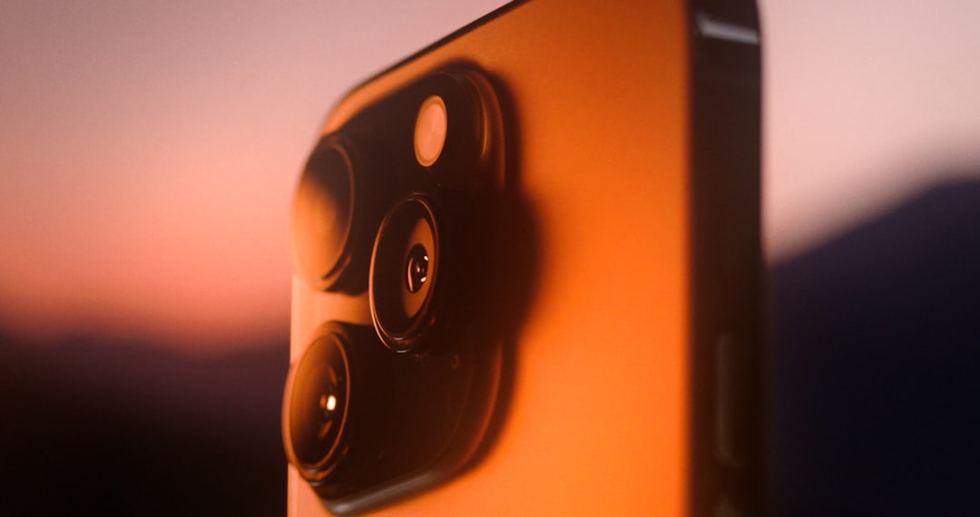 a close up of a black and orange object