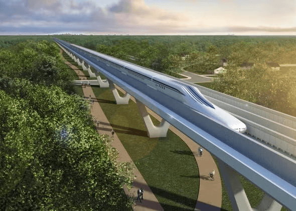 MAGLEV train in transit concept art