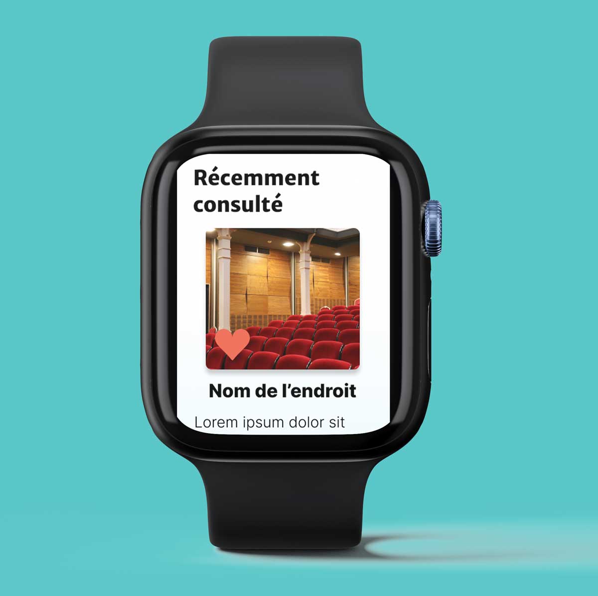 Écran de l'application Vie sur écran de montre intelligente