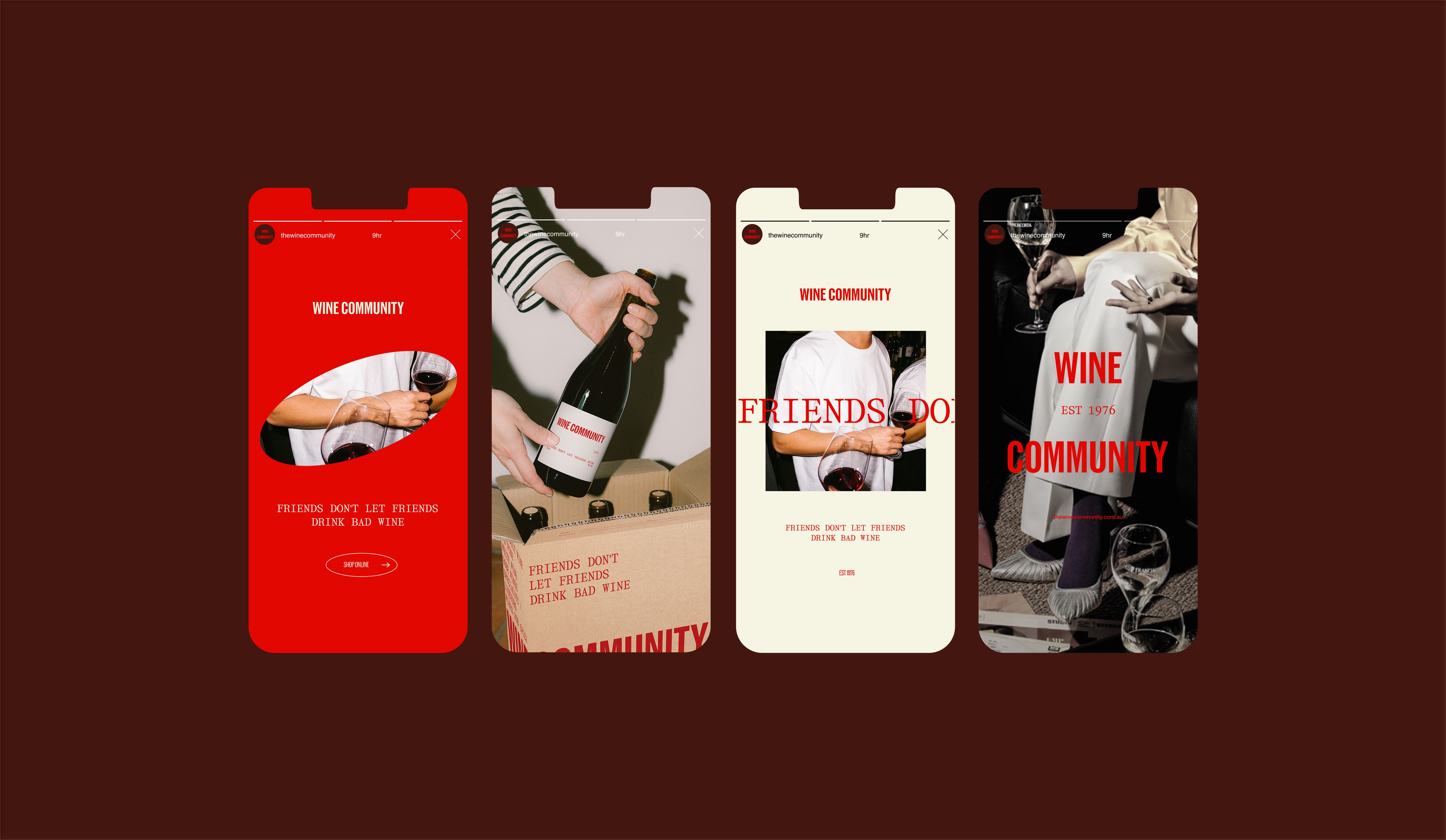 Brand identity and social media design for Australian wine community by Node Studio