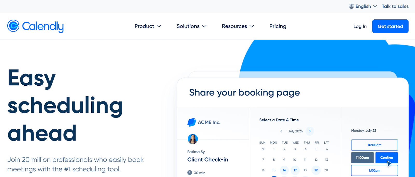 Screenshot of Calendly homepage