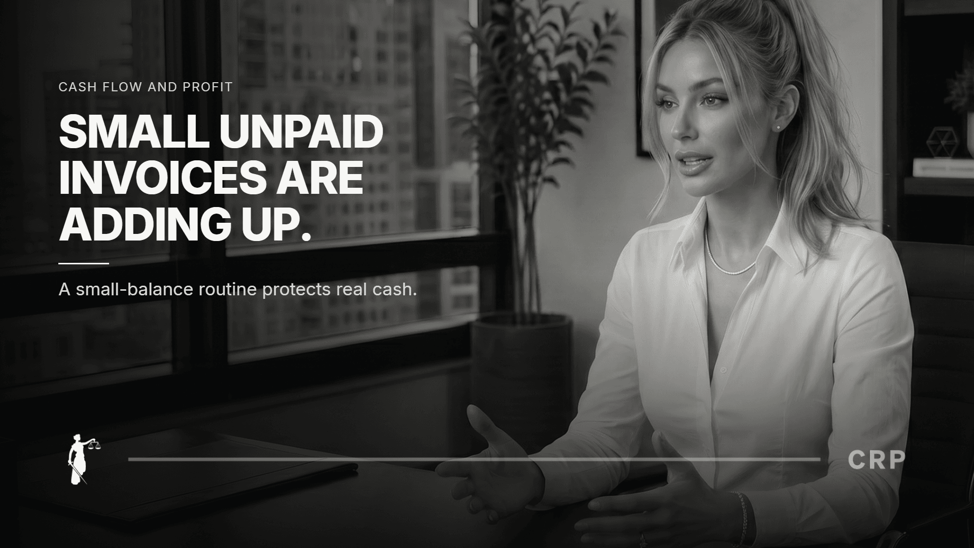 Corporate Recovery Partners Stacy presenter with the headline: Small unpaid invoices are adding up.