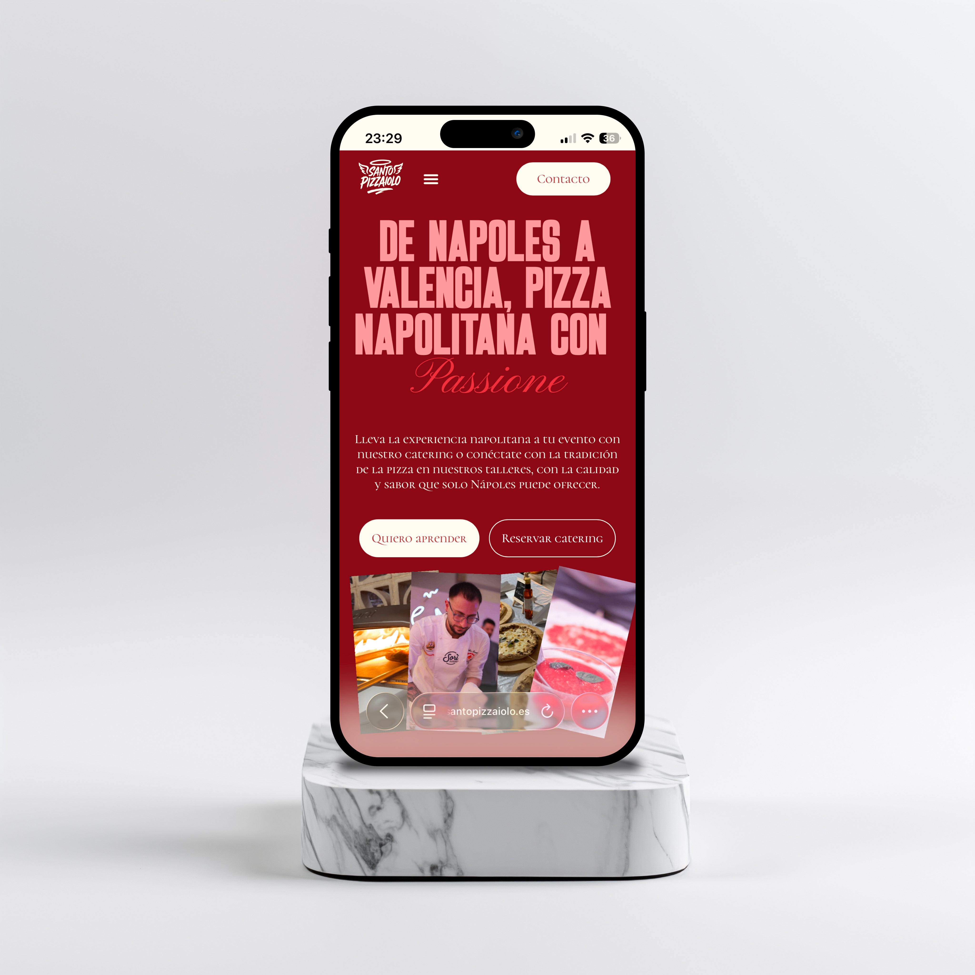 Mobile device mockup of Santopizzaiolo's website