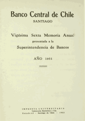 Banco Central de Chile. Memoria Anual 1951
