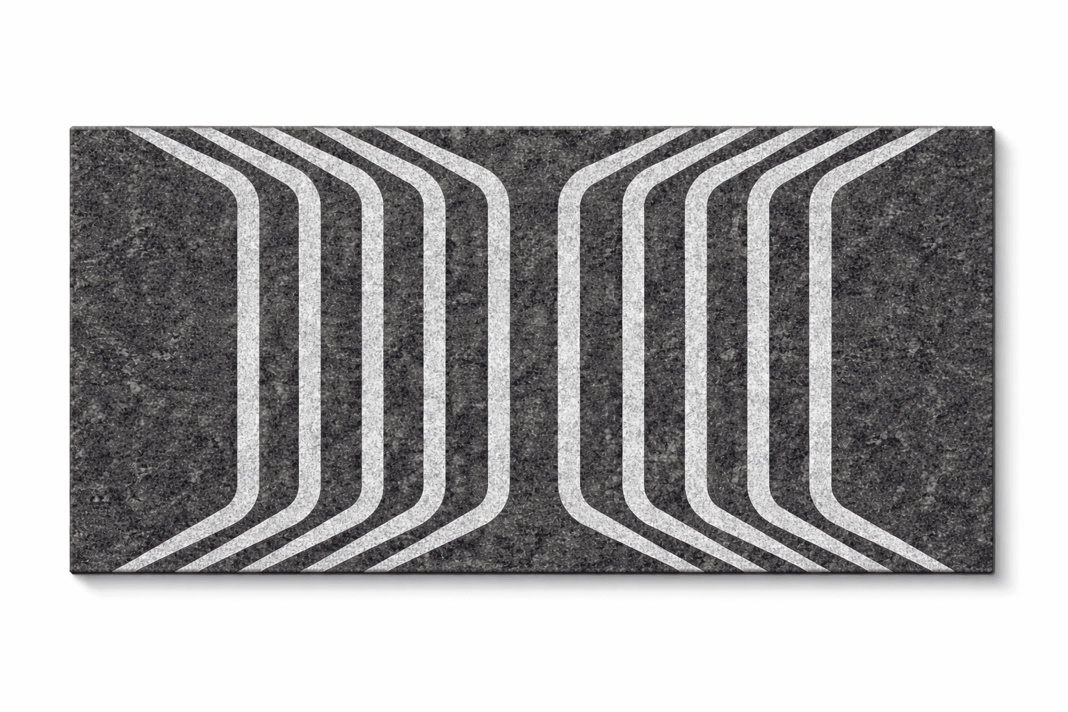 Close-up of Waves stone tile featuring curved linear pattern with textured finish