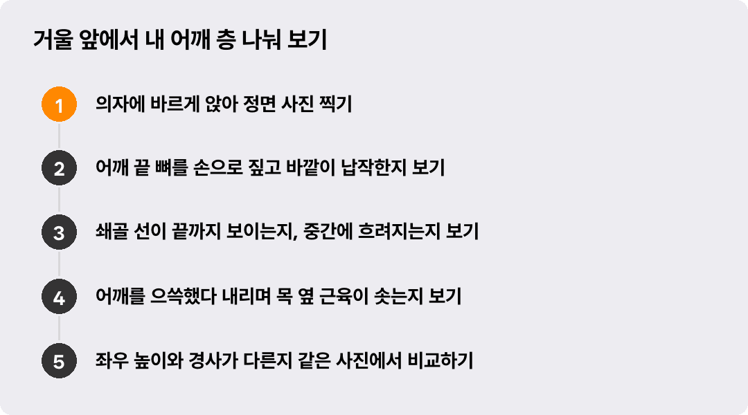 거울 앞에서 내 어깨 층 나눠 보기