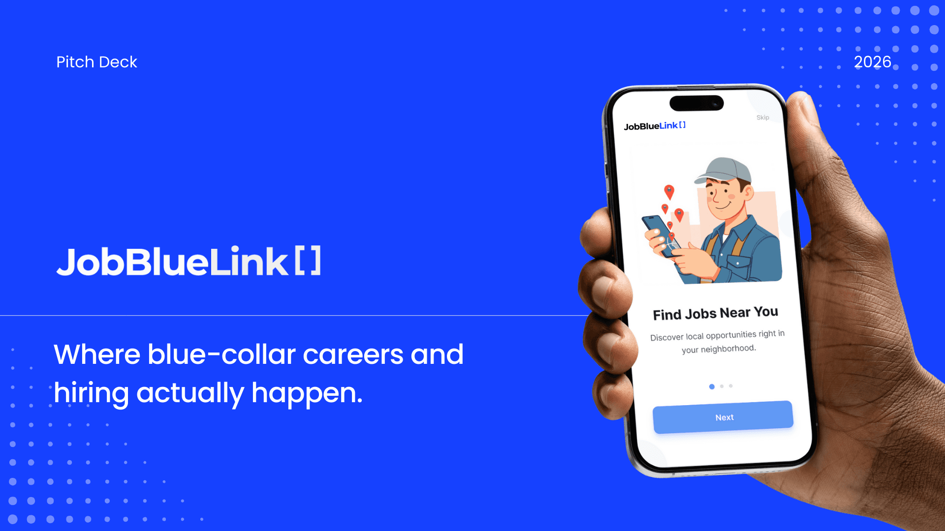 Pitch deck design mockup for Job Blue Link
