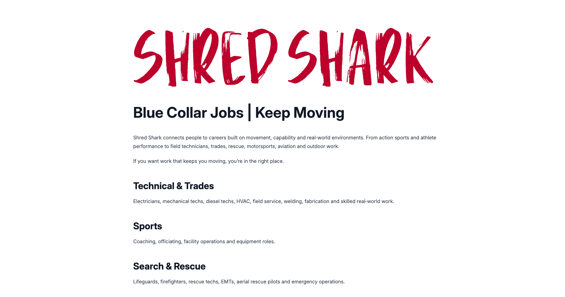 shred shark job board