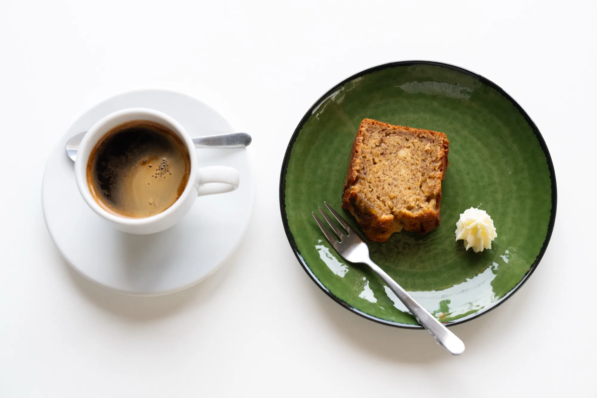 Black coffee and banana bread