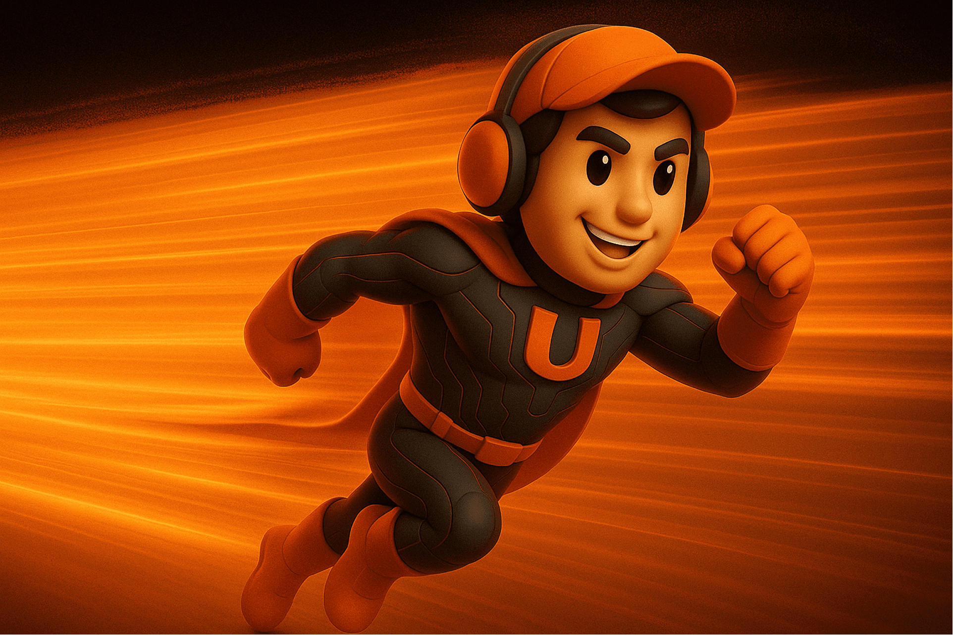 Upslide Mascot running in speed