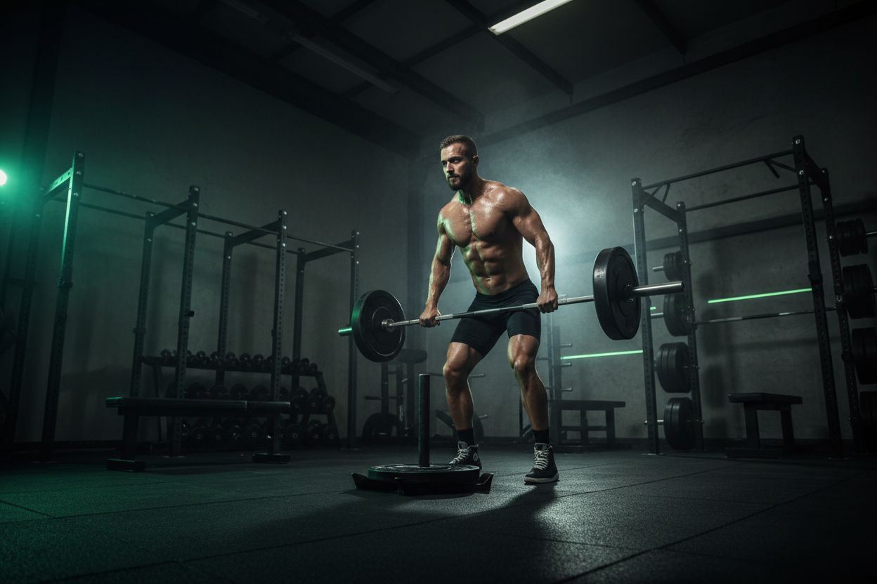 A lifter doing a full-body workout in a gym