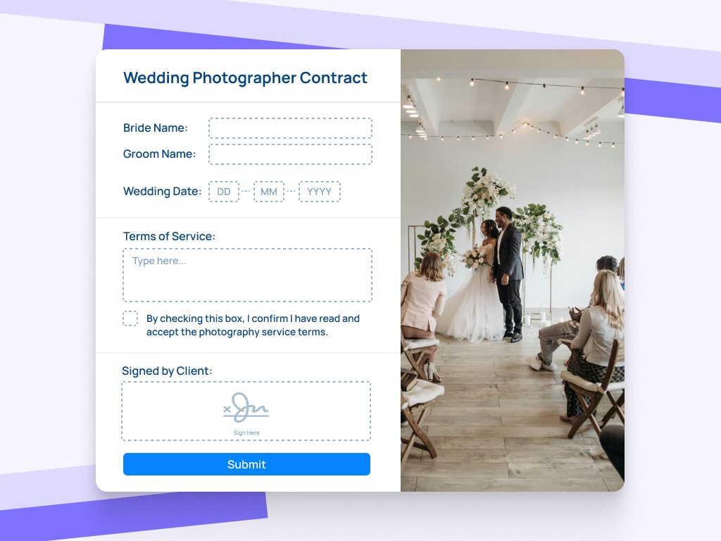 Wedding photography contract template preview