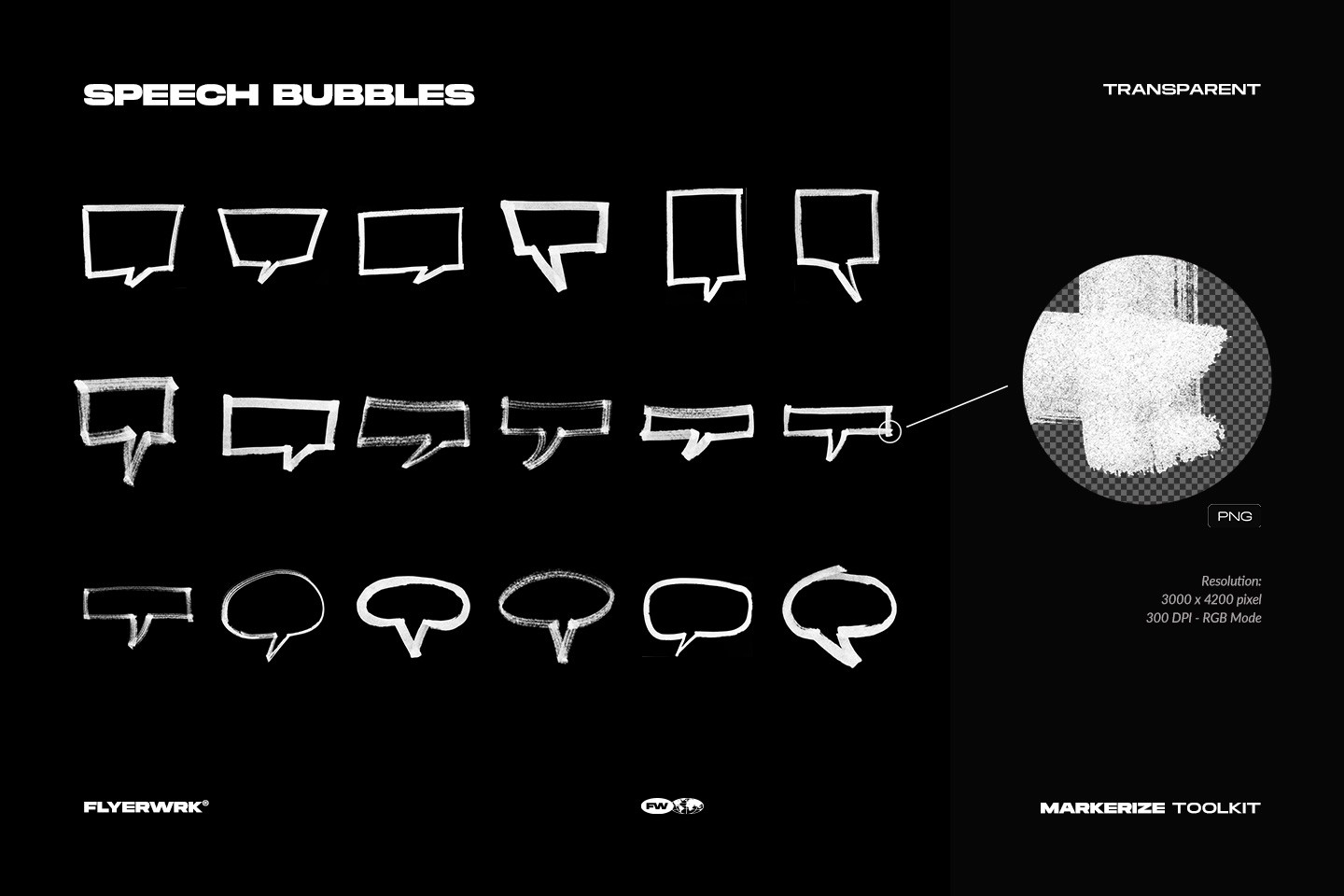 Markerize speech bubbles collection featuring high resolution transparent PNG overlays with hand drawn marker textures