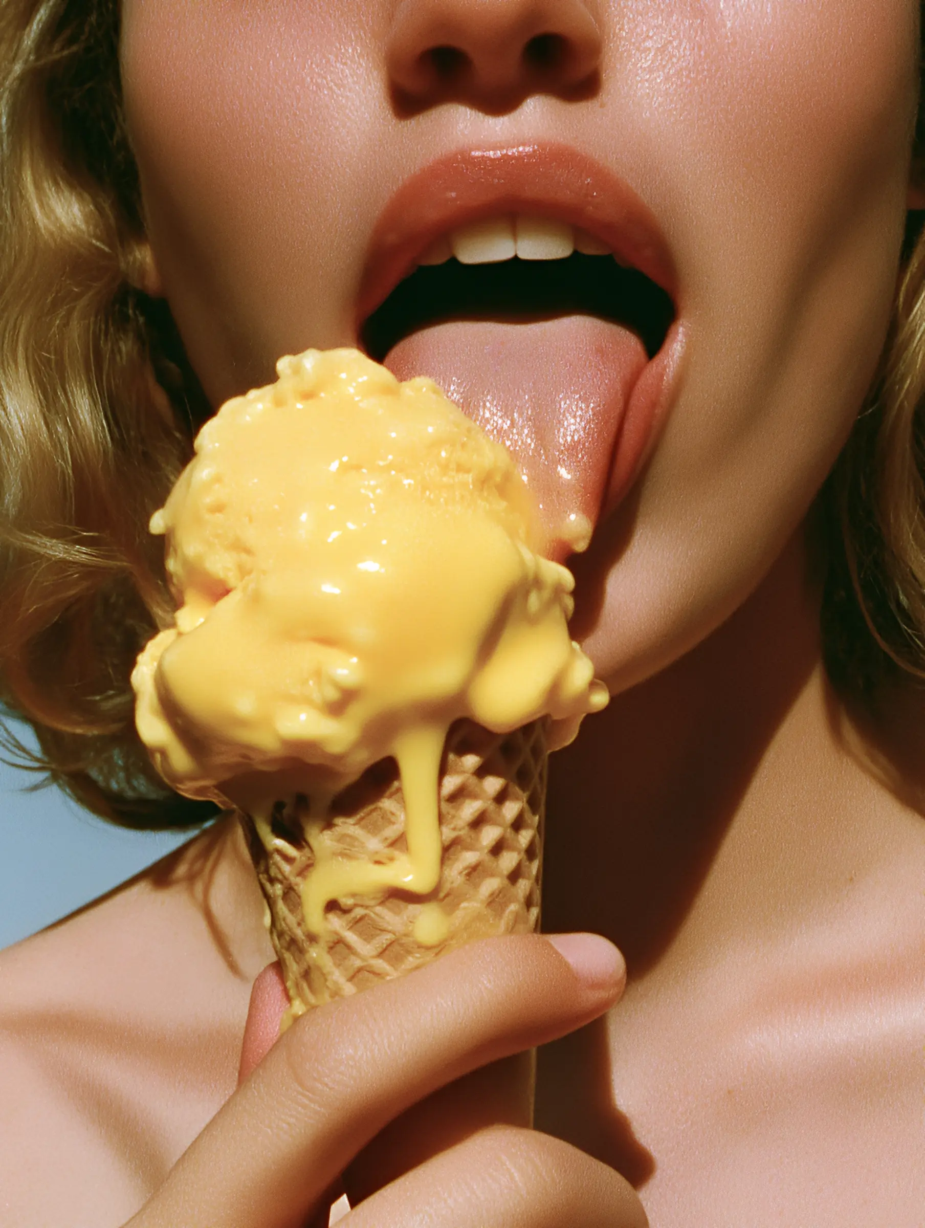 Woman eating ice cream