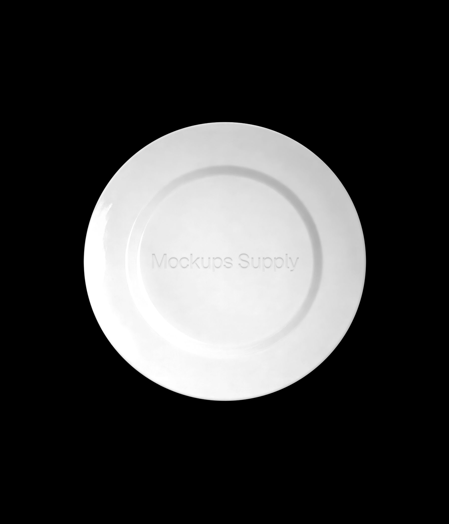 Dinner plate mockup with debossed logo centered on clean ceramic surface