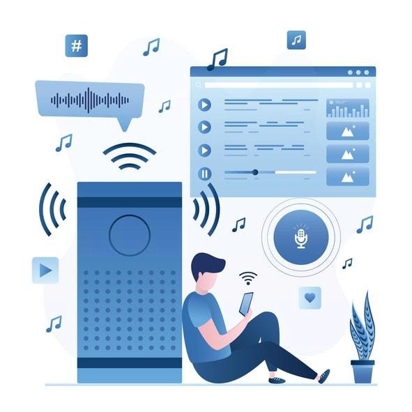 The image depicts a digital audio fingerprint visualization, showcasing frequency peaks and hash patterns that represent unique audio signatures. This technology is integral to music recognition apps like Shazam, allowing users to identify songs and discover music efficiently.
