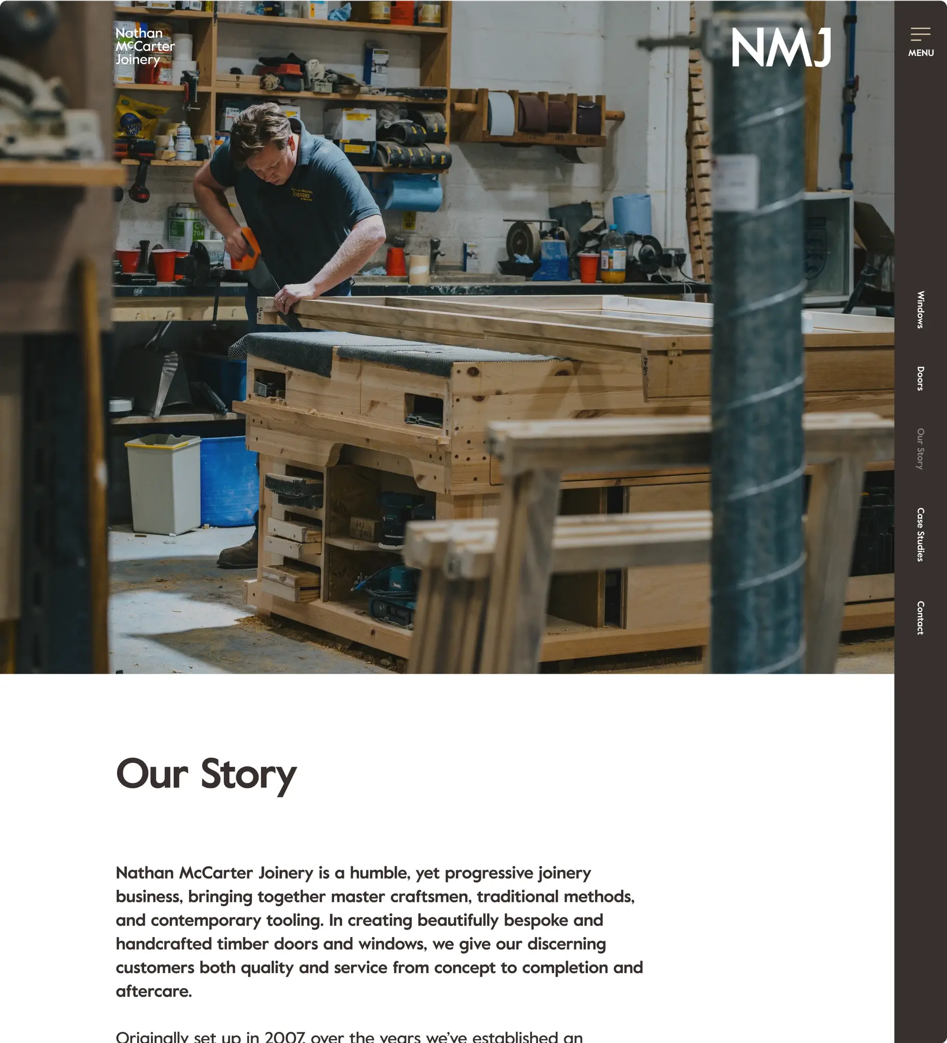 Our story web page design