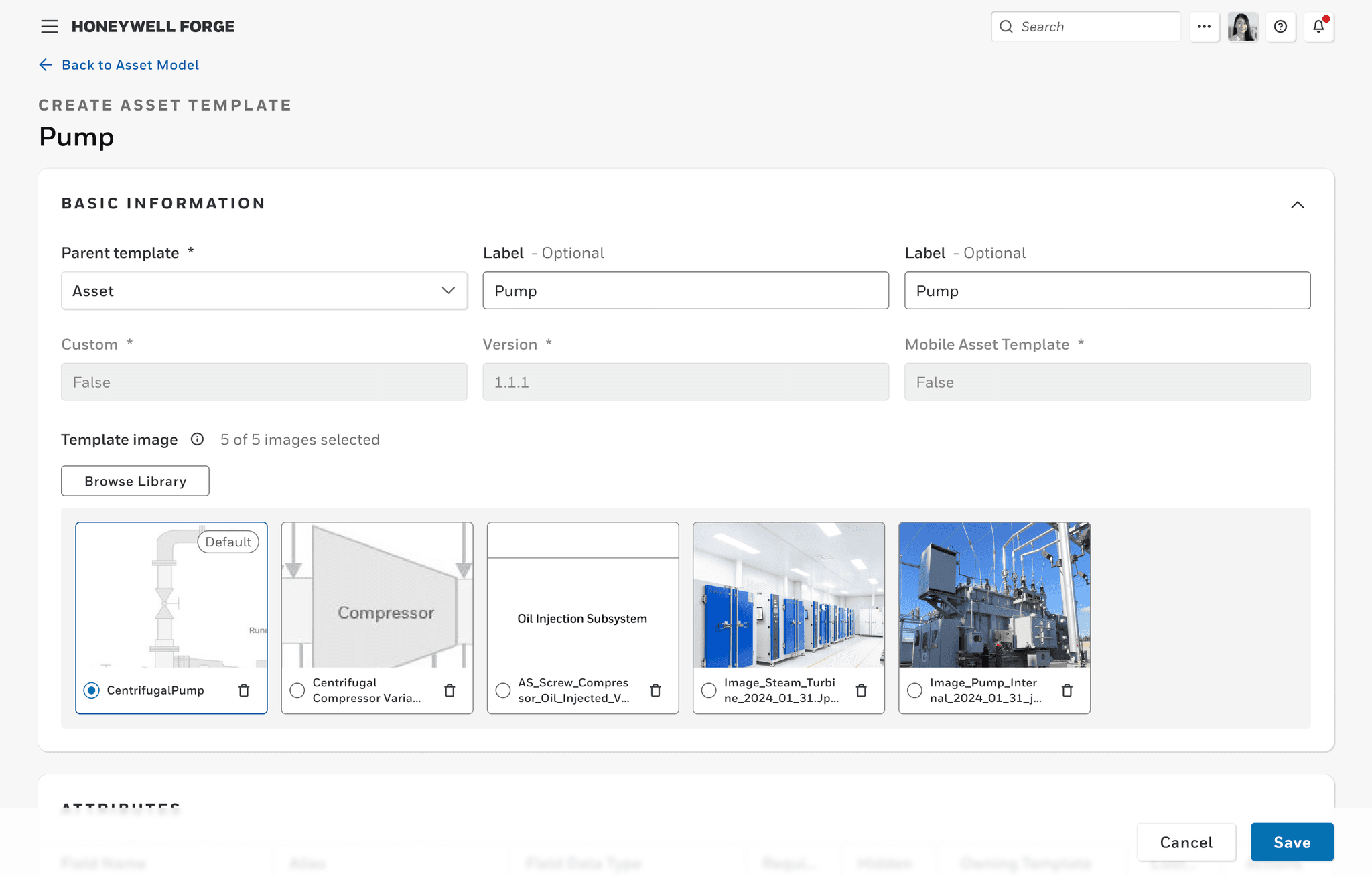 Final design for he Asset template page with 5 images attached